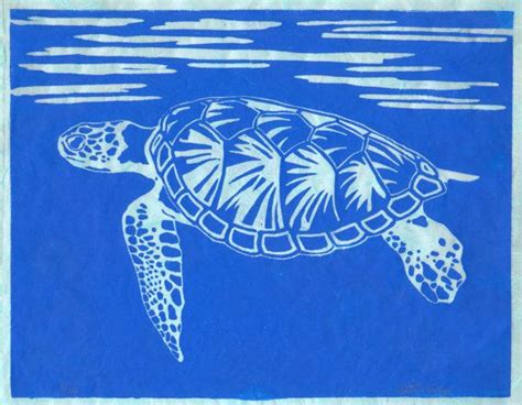 Sea Turtle Original Linocut Multiple Color Options Etsy Linocut