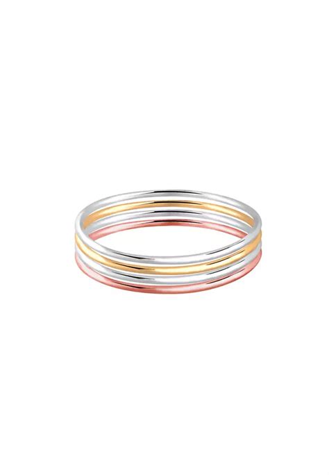 Buy Elli Germany Ring Stacking Tri Color Gold Plated Online