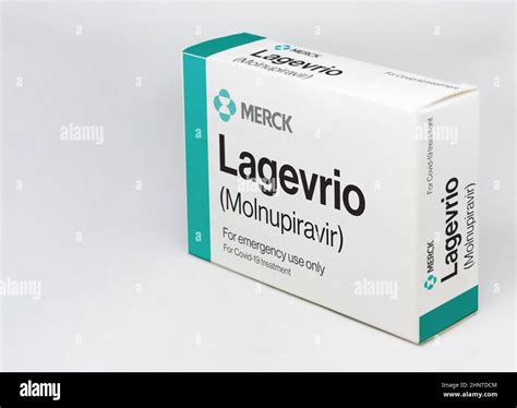 Merck Covid-19 Lagevrio (Molnupiravir) treatment box isolated on a ...