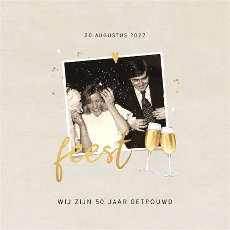 Vintage Jubileum Uitnodiging Jaar Getrouwd Met Foto En Champagne