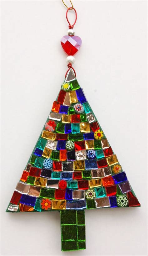 Mosaic Christmas Tree Ornament Glass Tree By Makeitspecialmosaics