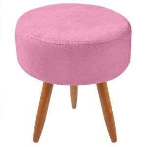 Puff Banqueta Decorativo Classic Redondo Suede Rosa Leroy Merlin