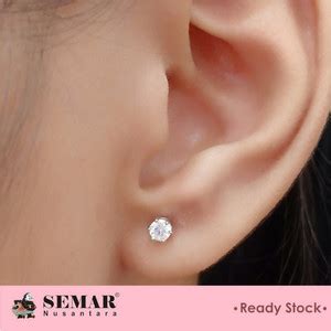 Promo Anting Tindik Emas Solitaire White Gold 17K Semar Nusantara Cicil