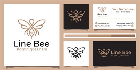 Line Art Logos Of Abstract Bee Symbol Minimalist Vector Premium Bee