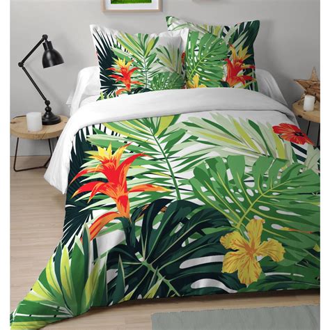 Parure Housse De Couette Calao Tropicale Vert X Cm Personnes