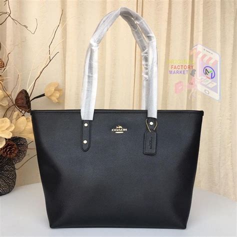 Jual Tas Coach F58292 Tote City Zip Crossgain Leather Black Original