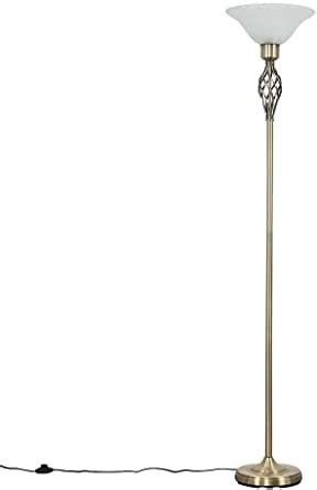 Minisun Traditional Style Antique Brass Barley Twist Floor Lamp With A