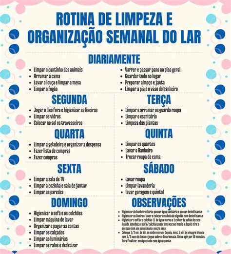 Rotina de Limpeza Diária em 2024 Rotina de limpeza Limpeza semanal