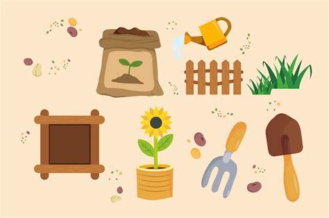 Premium Vector | Gardening tools vector clip art