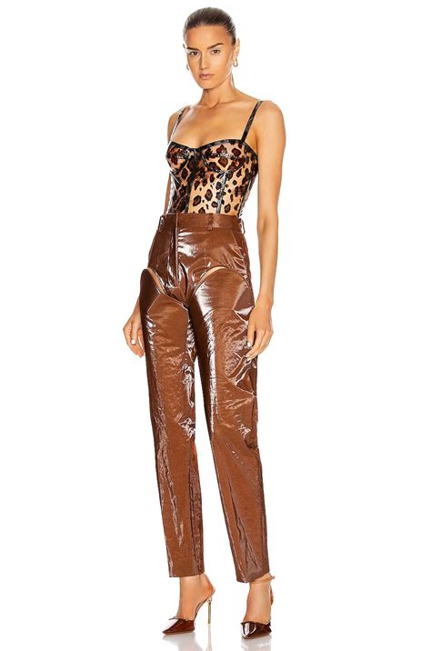 Laquan Smith Bustier Bodysuit In Cheetah Vinyl Fwrd