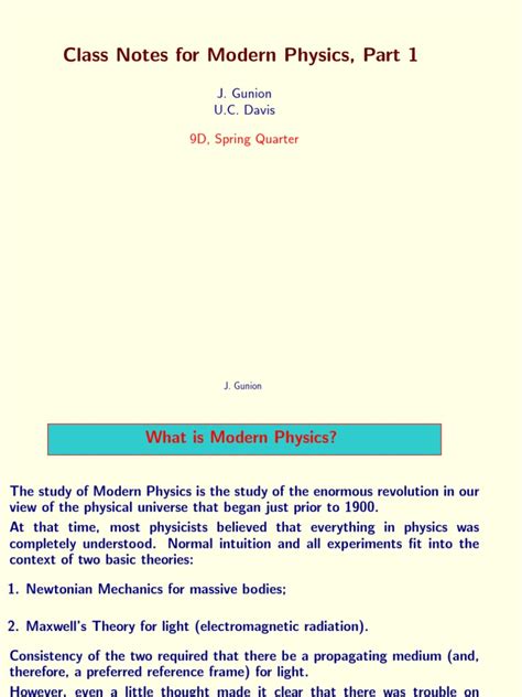 class notes  modern physics part   special relativity