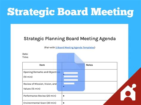 Strategic Planning Meeting Agenda Template Buildremote