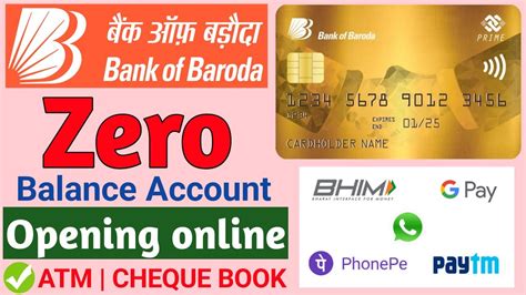 Bank Of Baroda Bank Account Online Opening Zero Balance Account Bob