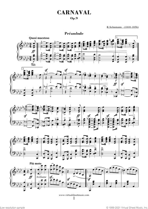 Carnaval Op9 Sheet Music For Piano Solo Pdf