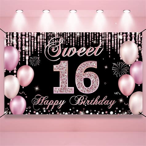 Amazon HTDZZI Sweet 16 Birthday Decorations Happy 16th Birthday