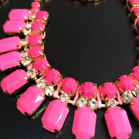 Hot Pink Gemstone And Rhinestone Necklace Close Up Empayah Jewellery