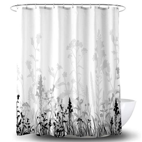 Farmhouse Black And White Shower Curtain • Cascading Pothus Leaves