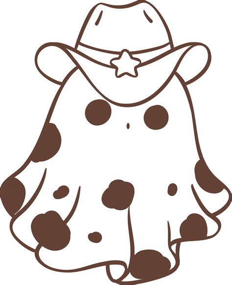 Cute Cowboy Halloween Ghost Cartoon Doodle 27943487 PNG