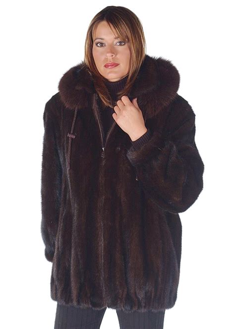 Mink Jacket Mahogany Mink Fox Trimmed Hood Madison Avenue Mall Furs