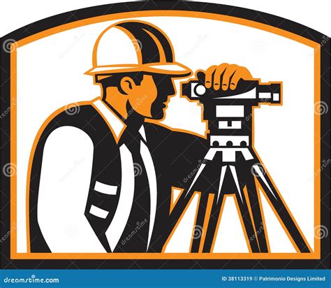 Surveyor Geodetic Engineer Survey Theodolite Stock Vector