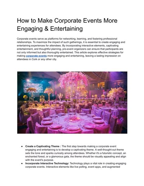 Ppt How To Make Corporate Events More Engaging And Entertaining