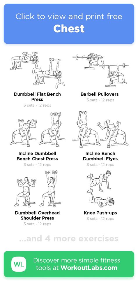 Chest – click to view and print this illustrated exercise plan created with #WorkoutLabsFit ...