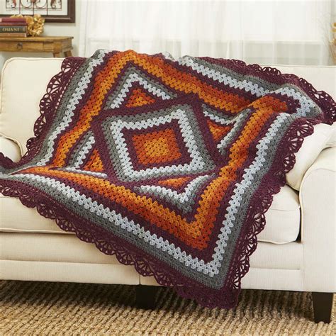 Herrschners Autumn Lace Edged Granny Square Throw Crochet Kit Michaels