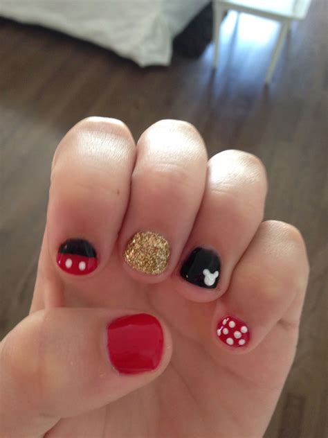 Super Cute Gel Mickey Mouse Nails Disneyland Nails Disney Nails