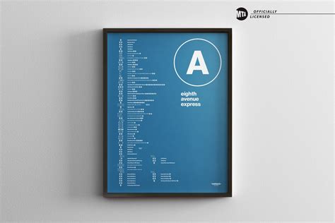 NYC A Train Map One Color / Minimal Poster Print / New York City Subway ...