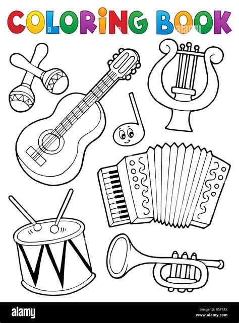 Libro de Colorear instrumentos musicales 1 Fotografía de stock Alamy