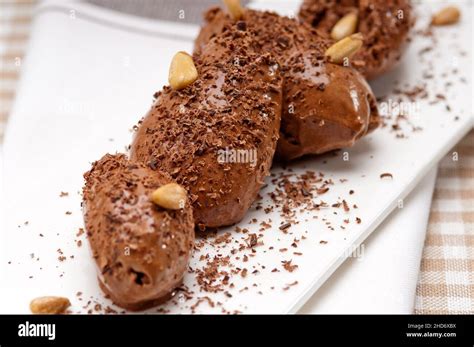 Fresh Home Made Chocolate Mousse Quenelle Dessert Stock Photo Alamy