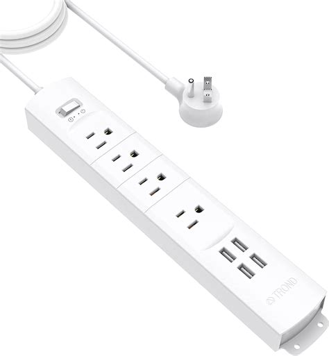 TROND Power Strip Surge Protector With USB 6ft Long Extension Cord For