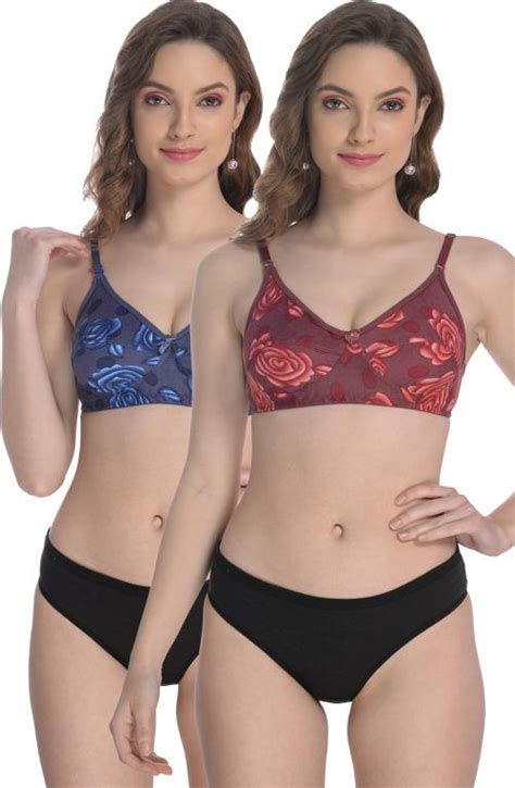 Buy Styfun Women Multicolor Floral Cotton Blend Pack Of 2 Bra And Panty Online At Best Prices In