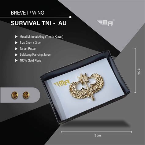 Jual Wing Survival Tni Au Pdh Brivet Brevet Pin Survival Tni Au