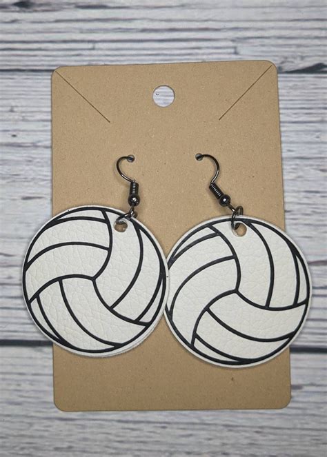 Volleyball Faux Leather Earrings Etsy