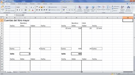 Cuentas T para contabilidad con hojas de cálculo