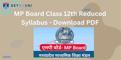 Mp Board Class 12th Reduced Syllabus 2024 25 Download Pdf Getmyuni