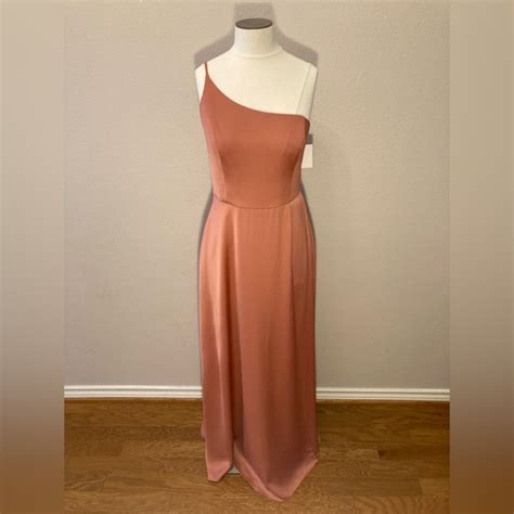 Davids Bridal Dresses Nwt Pink Crepeback Satin Oneshoulder Dress