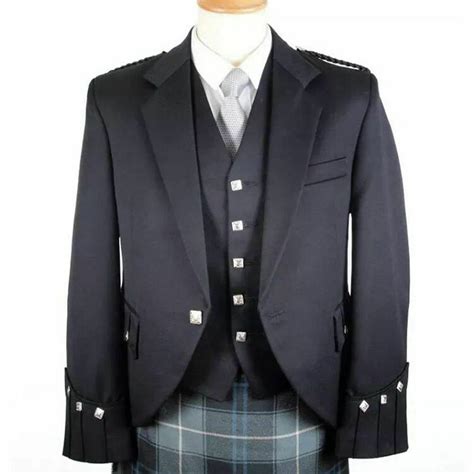 Wool Argyle Kilt Jacket Waistcoat Vest Scottish Argyle Jacket