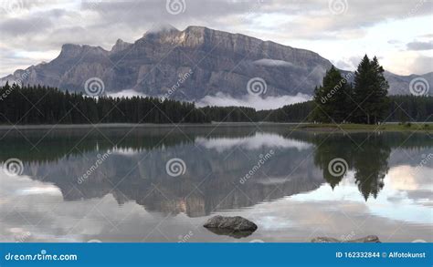 Mount Rundle And Two Jack Lake With Early Morning Mood Banff National