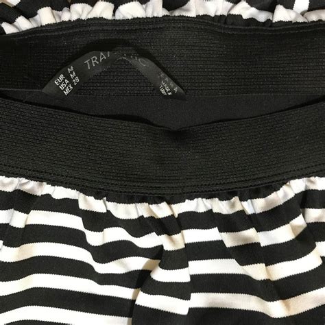 Zara Trafaluc Off Shoulder Dress Black White Striped Pattern Paris