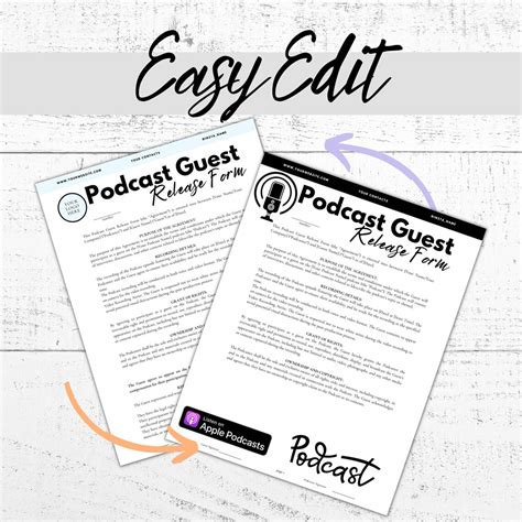 Podcast Agreement Podcast Guest Release Form Podcast Branding Template