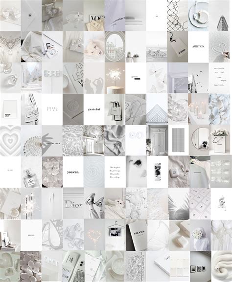 100 Pcs White Wall Collage Kit White Clean Aesthetic Photo Etsy Canada