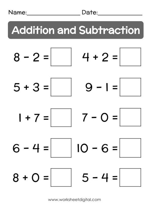 Printable Addition Subtraction Up To Worksheets Printable For