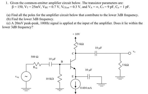 Solved 1 Given The Common Emitter Amplifier Circuit Below