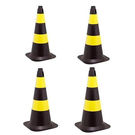 Cone De Sinalizacao Laranja E Branco 75 Cm Kit C 4 Plastcor Cone De