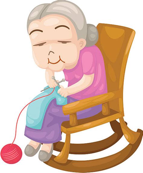 Old Woman Knitting Drawing Illustrations Royalty Free Vector Graphics