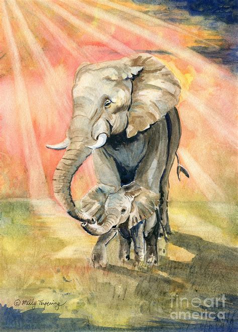 Mom And Baby Elephant Painting By Melly Terpening