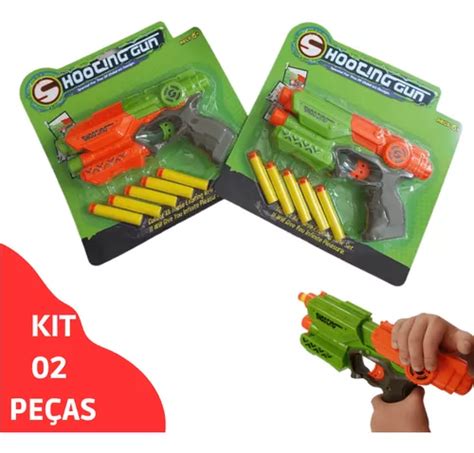 Kit Armas De Brinquedo Tipo Nerf Revolver Lan A Dardos