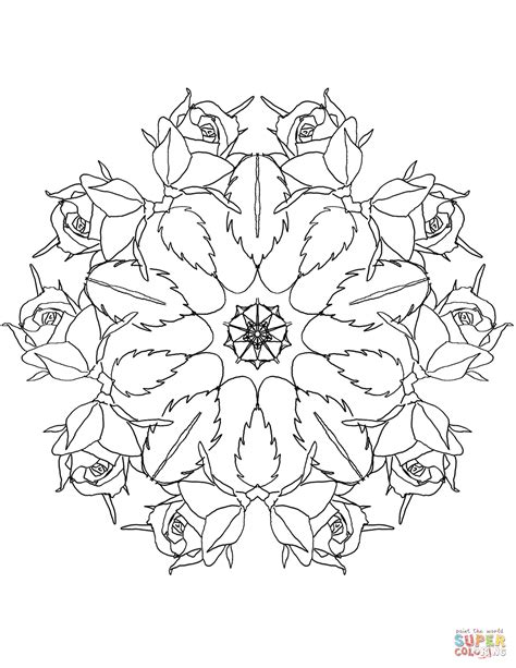 Roses Print Mandalas Coloring Page Coloring Pages